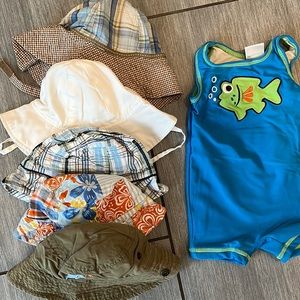 Hanna Anderson Bathing Suit Plus Sun Hats